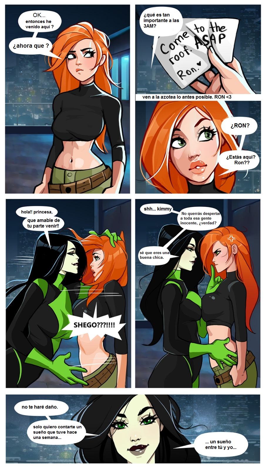 Kim and Shego Date on the roof image number 1