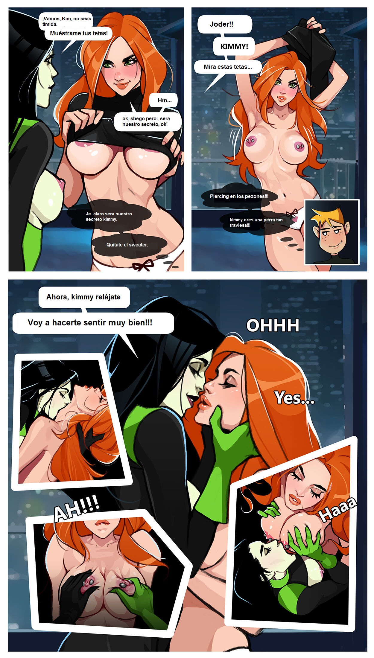 Kim and Shego Date on the roof image number 4