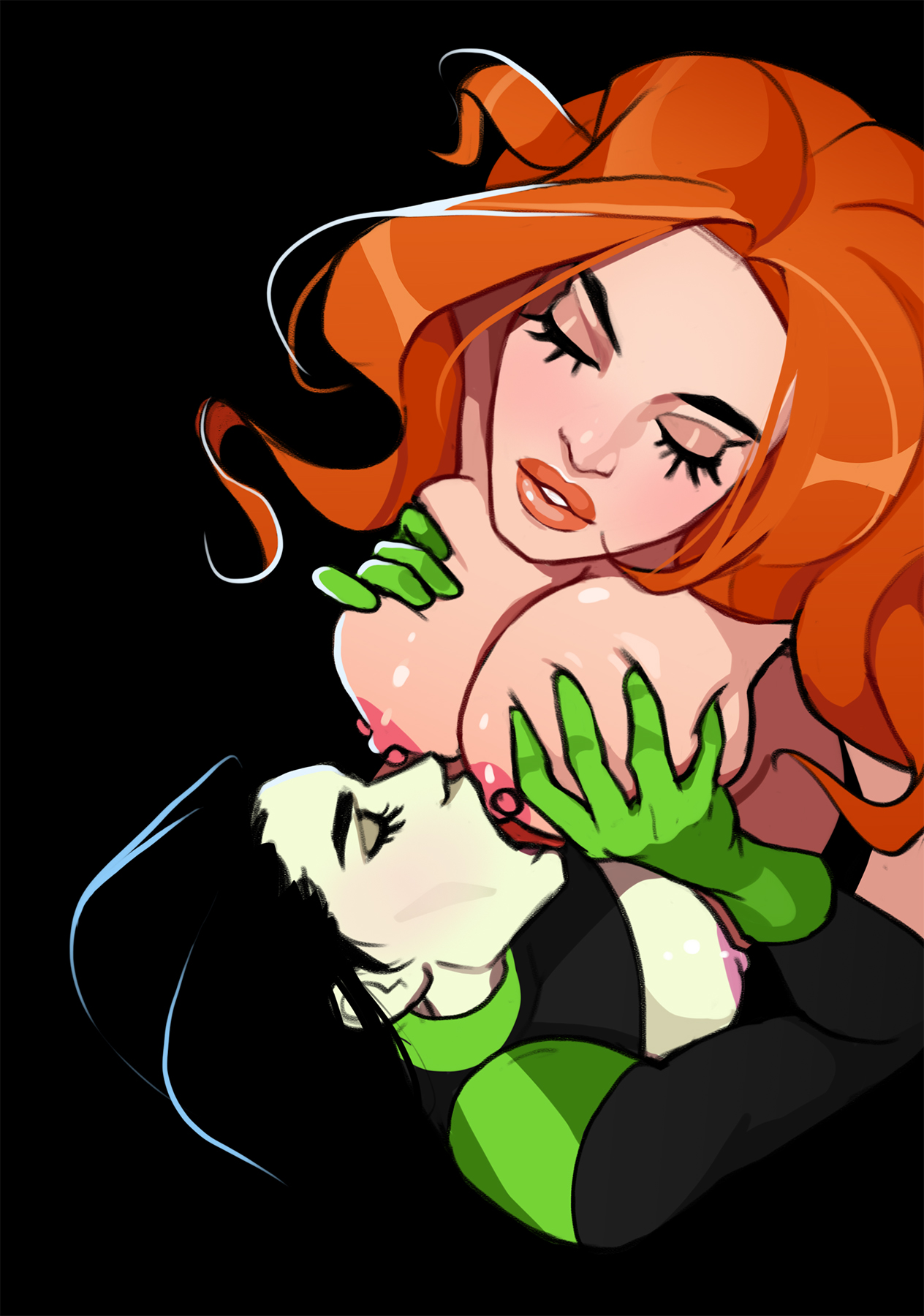 Kim and Shego Date on the roof image number 8